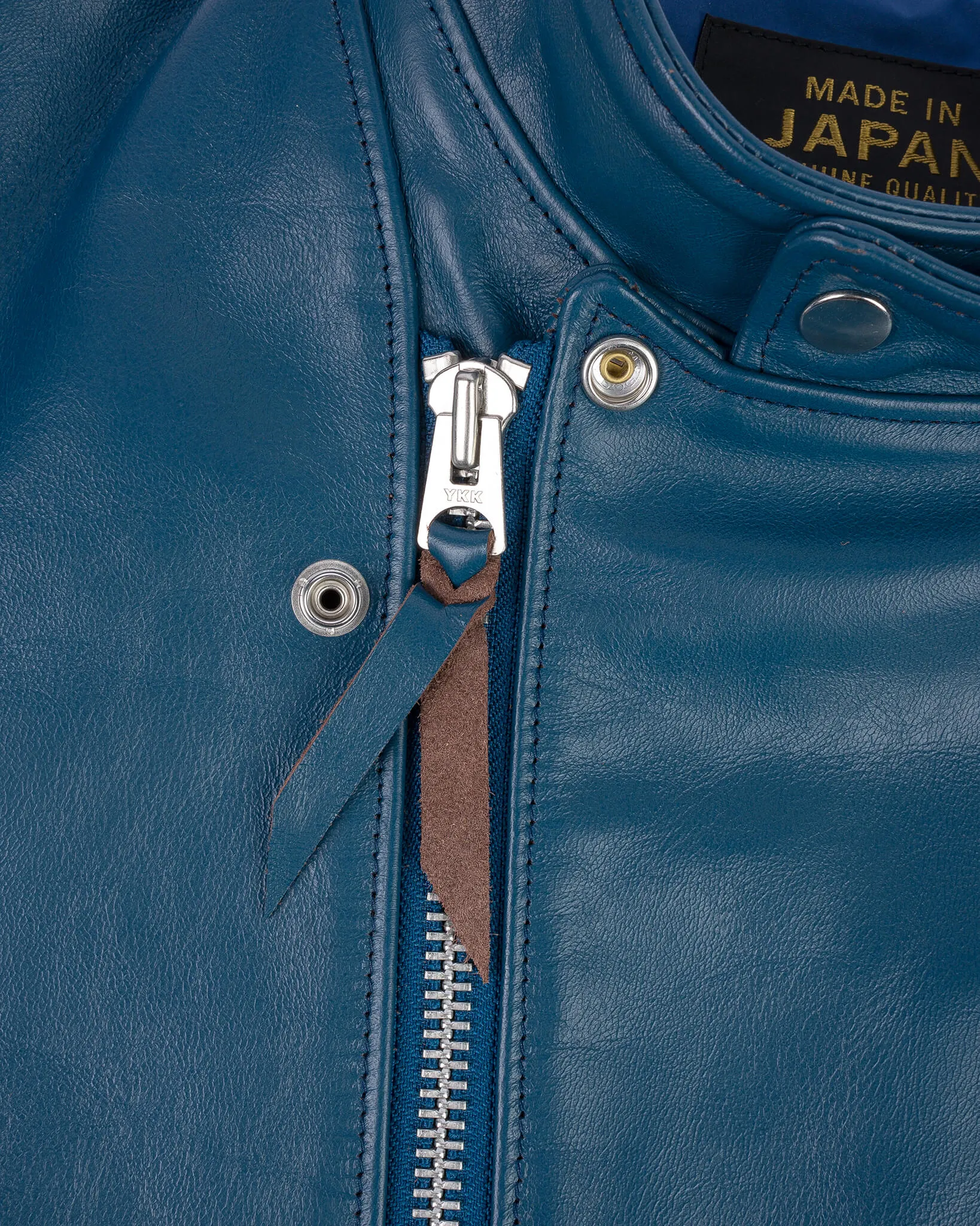 Japanese Horsehide Double Motorcycle Jacket - Blue