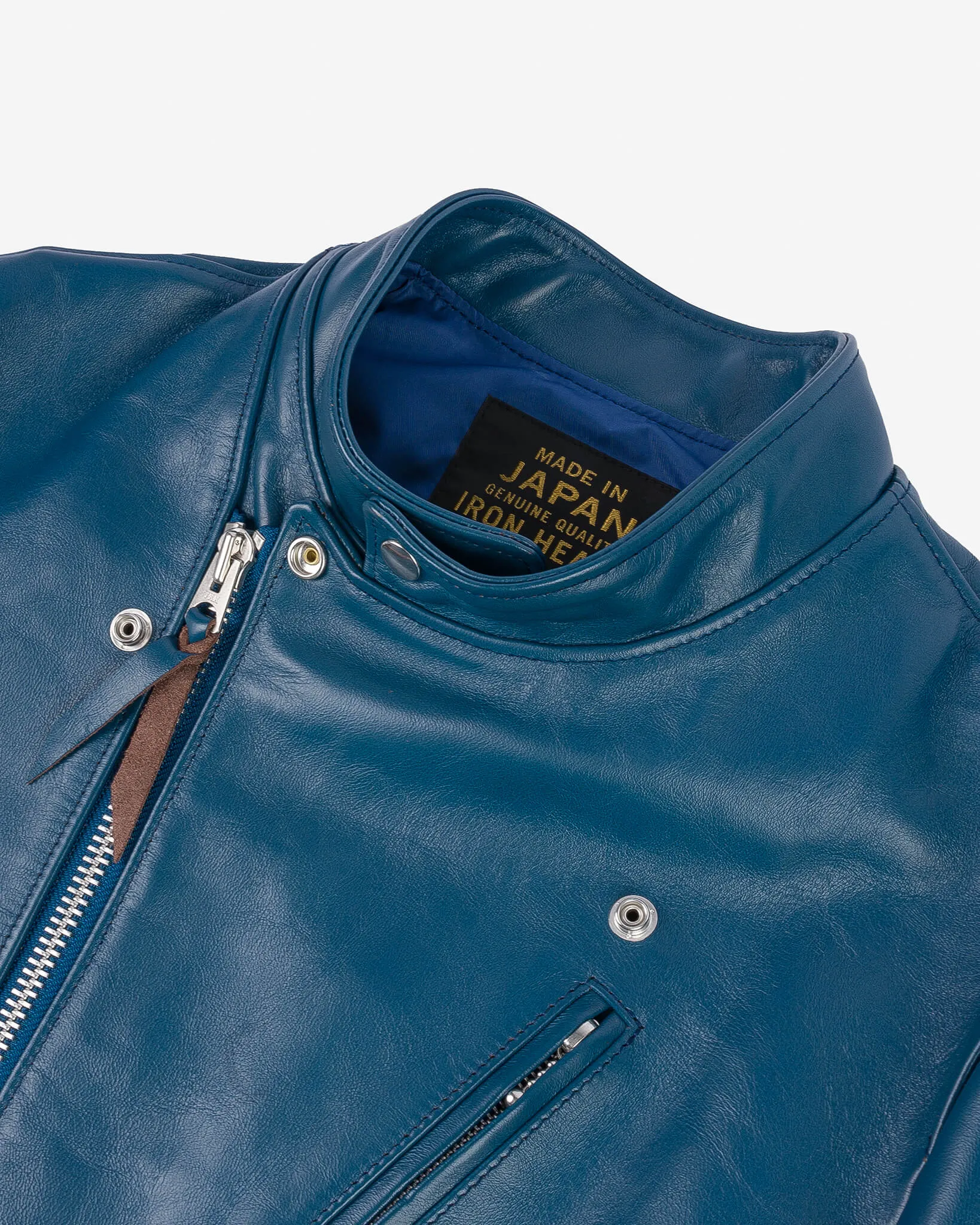 Japanese Horsehide Double Motorcycle Jacket - Blue