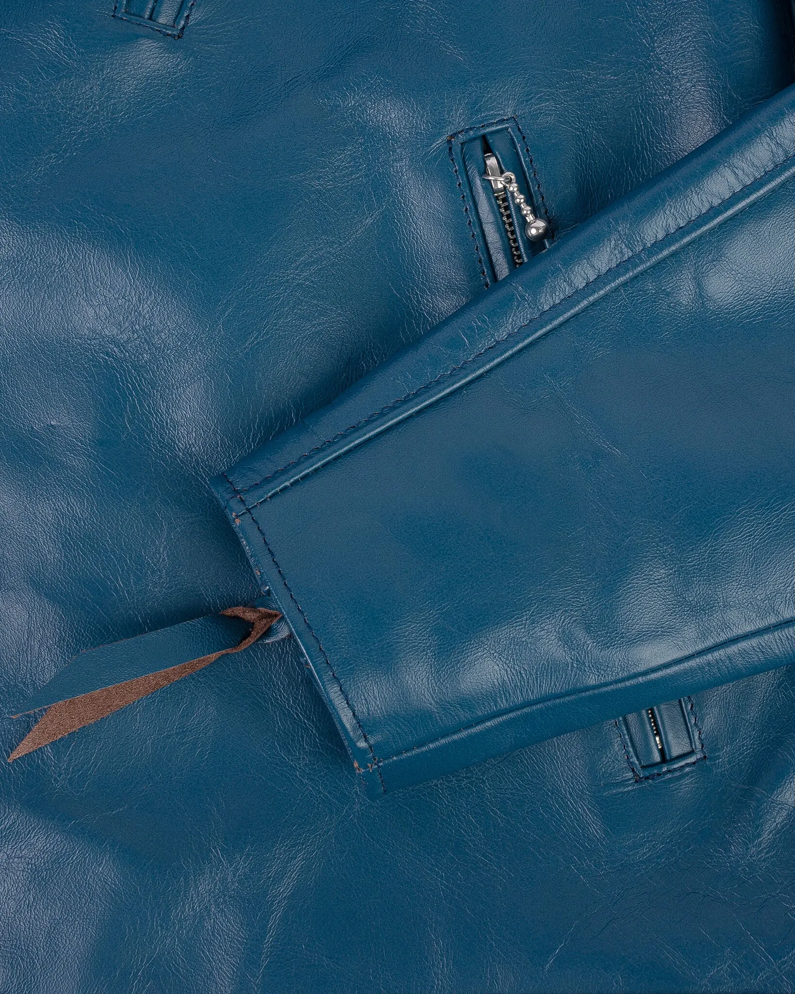 Japanese Horsehide Double Motorcycle Jacket - Blue