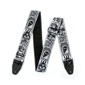 Jim Dunlop ILD04 I Love Dust Skulls Guitar Strap, Black/White