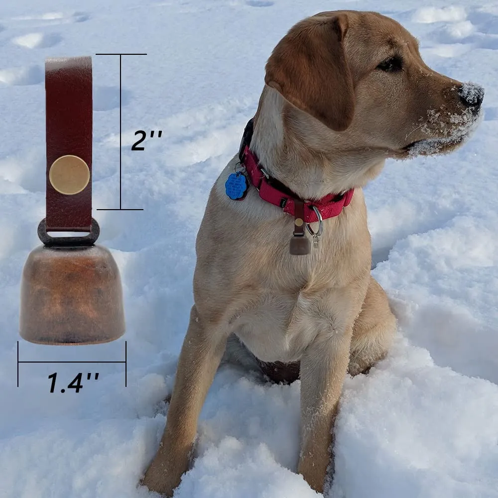 kcrygogo Dog Collar Anti-theft Bell Tracker with Leather Button Strap &  Anti- Lost ID Tags, 2Sets
