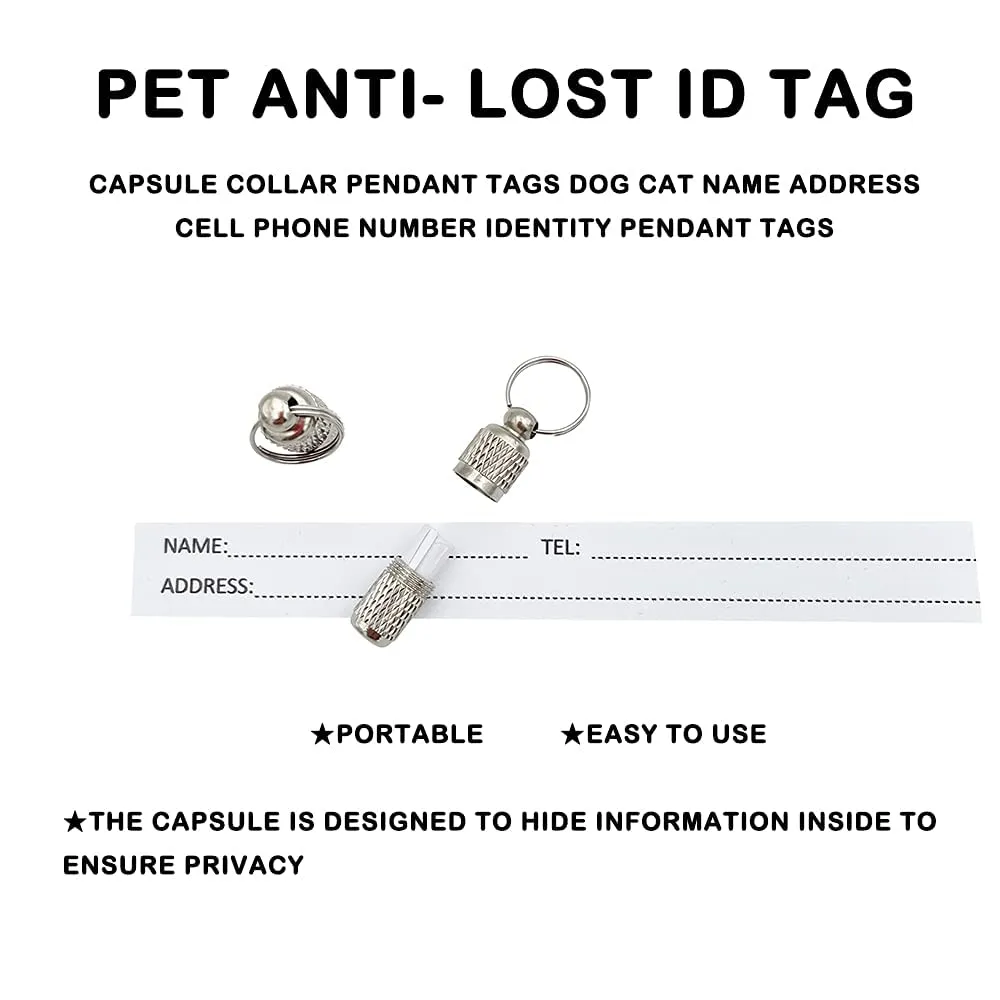 kcrygogo Dog Collar Anti-theft Bell Tracker with Leather Button Strap &  Anti- Lost ID Tags, 2Sets