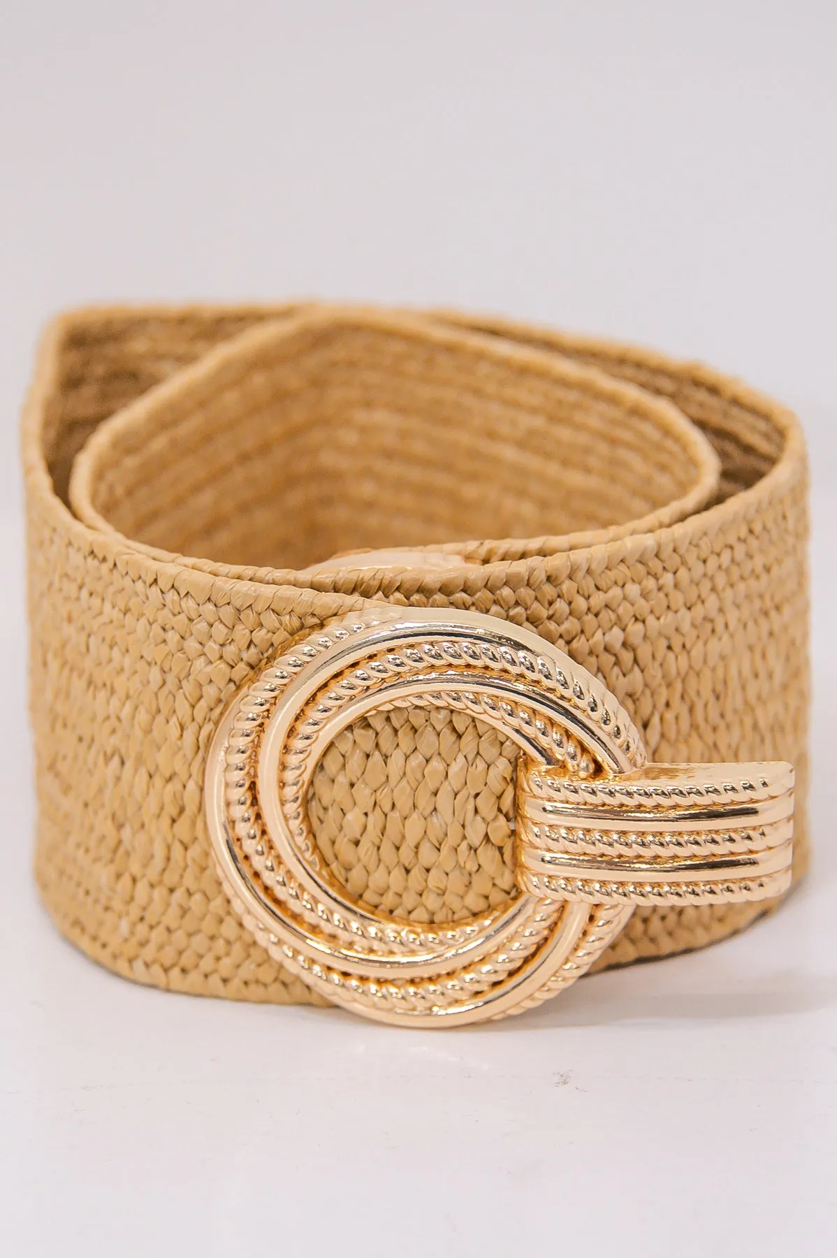 Khaki/Gold Woven Regular Belt - BLT1296KH