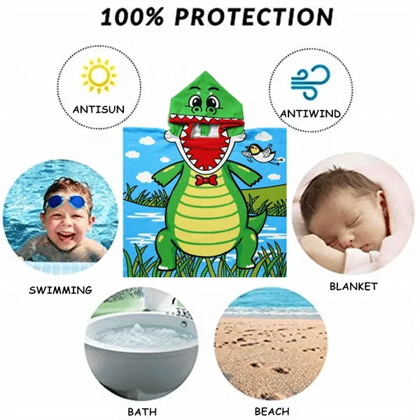 Kids Hooded Poncho Bath Towel