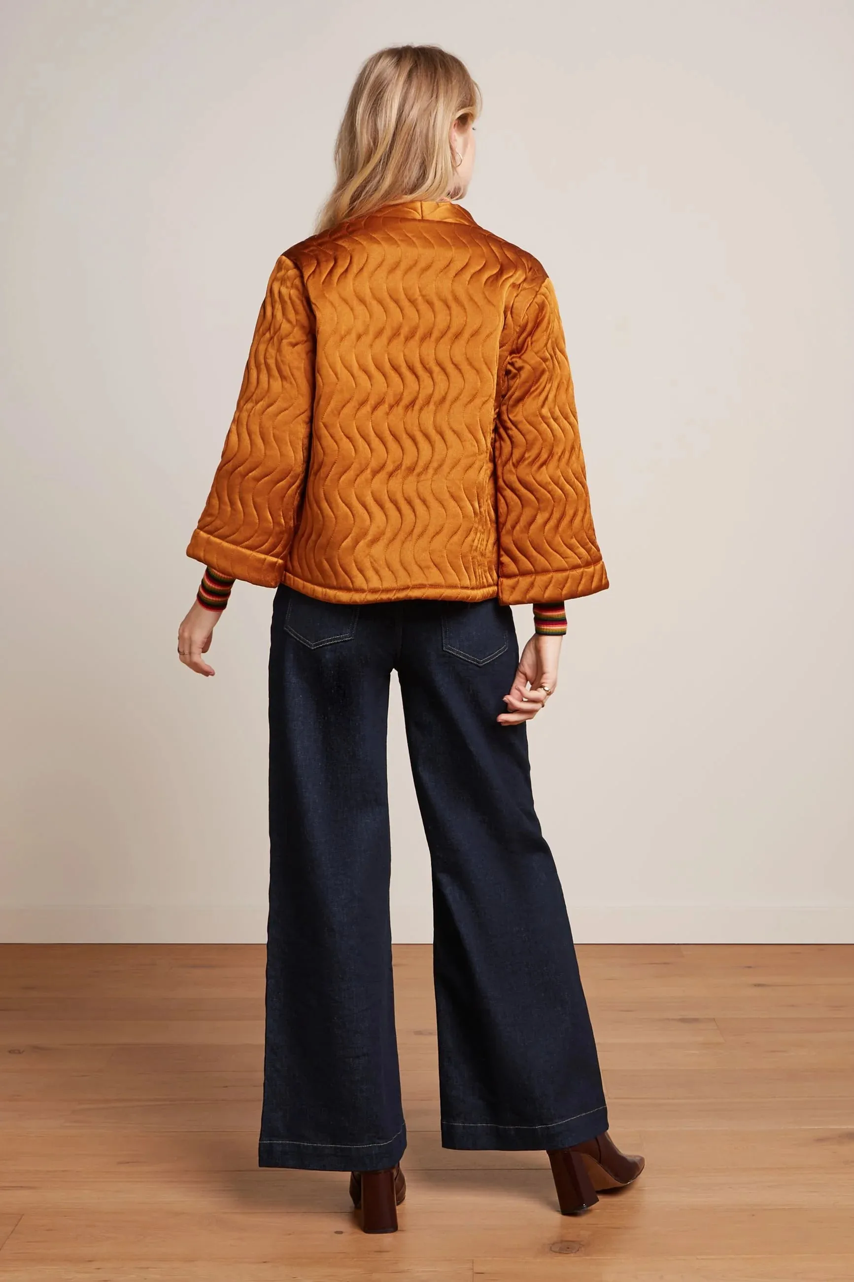 King Louie Noor Jacket Star Satin in Maple Orange