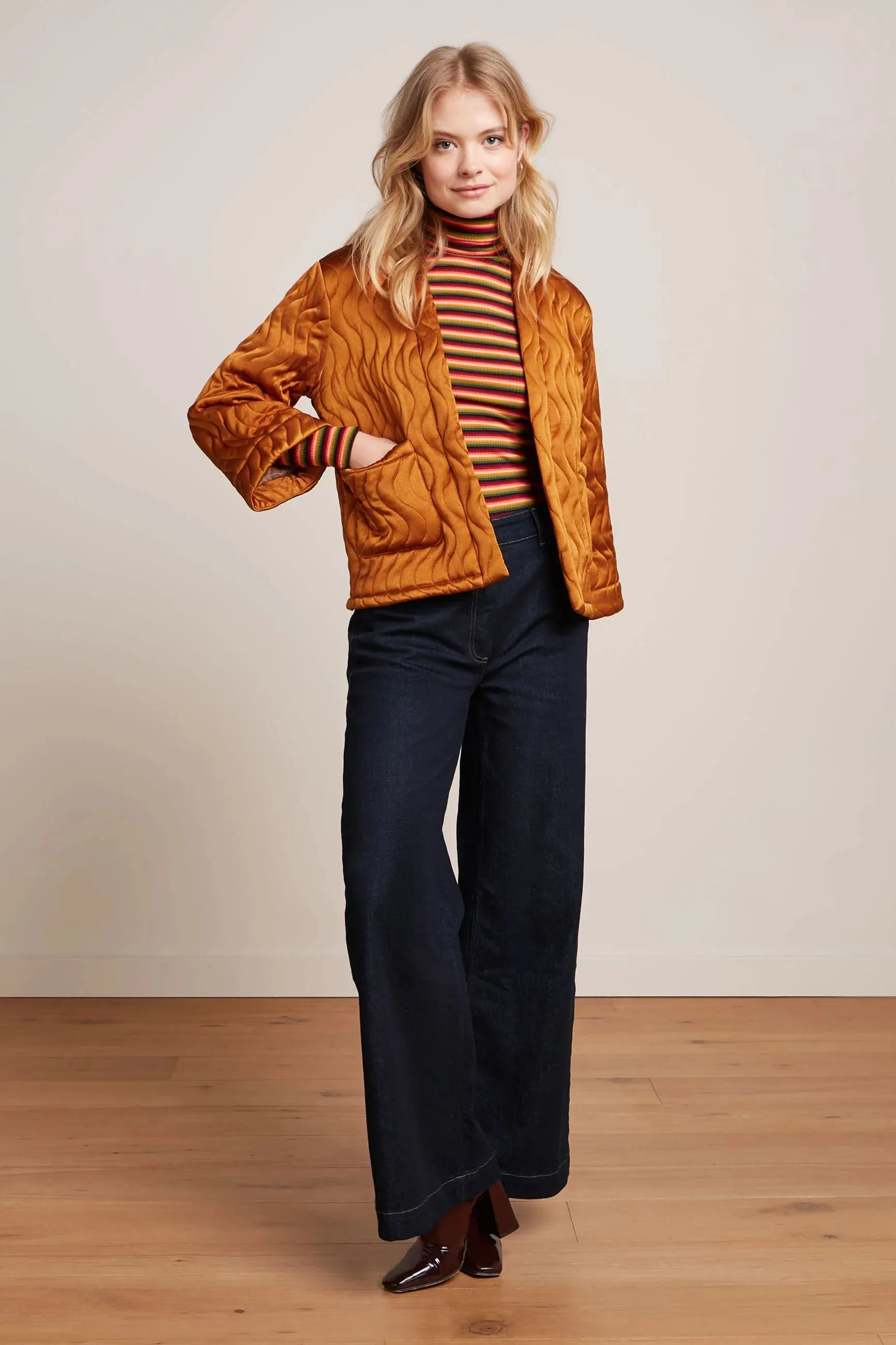 King Louie Noor Jacket Star Satin in Maple Orange
