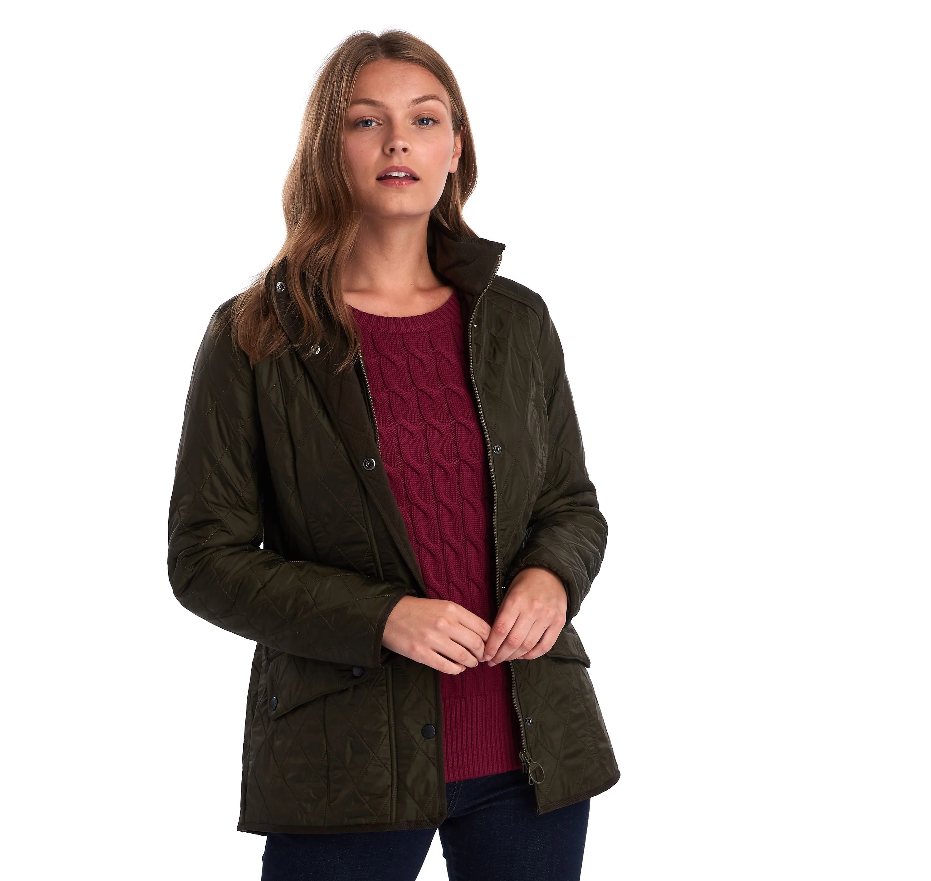 LADIES BARBOUR CAVALRY POLARQUILT JACKET - OLIVE