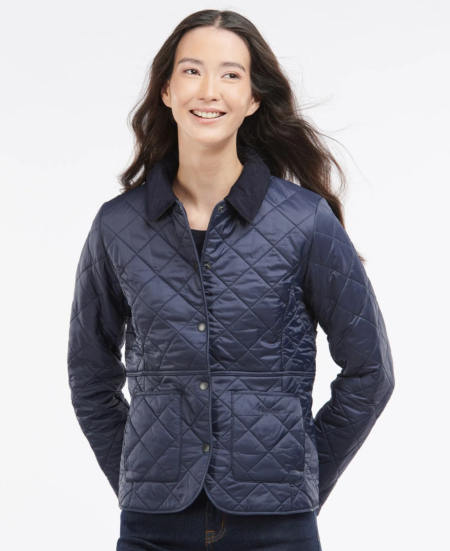 LADIES BARBOUR DEVERON POLARQUILT JACKET - NAVY