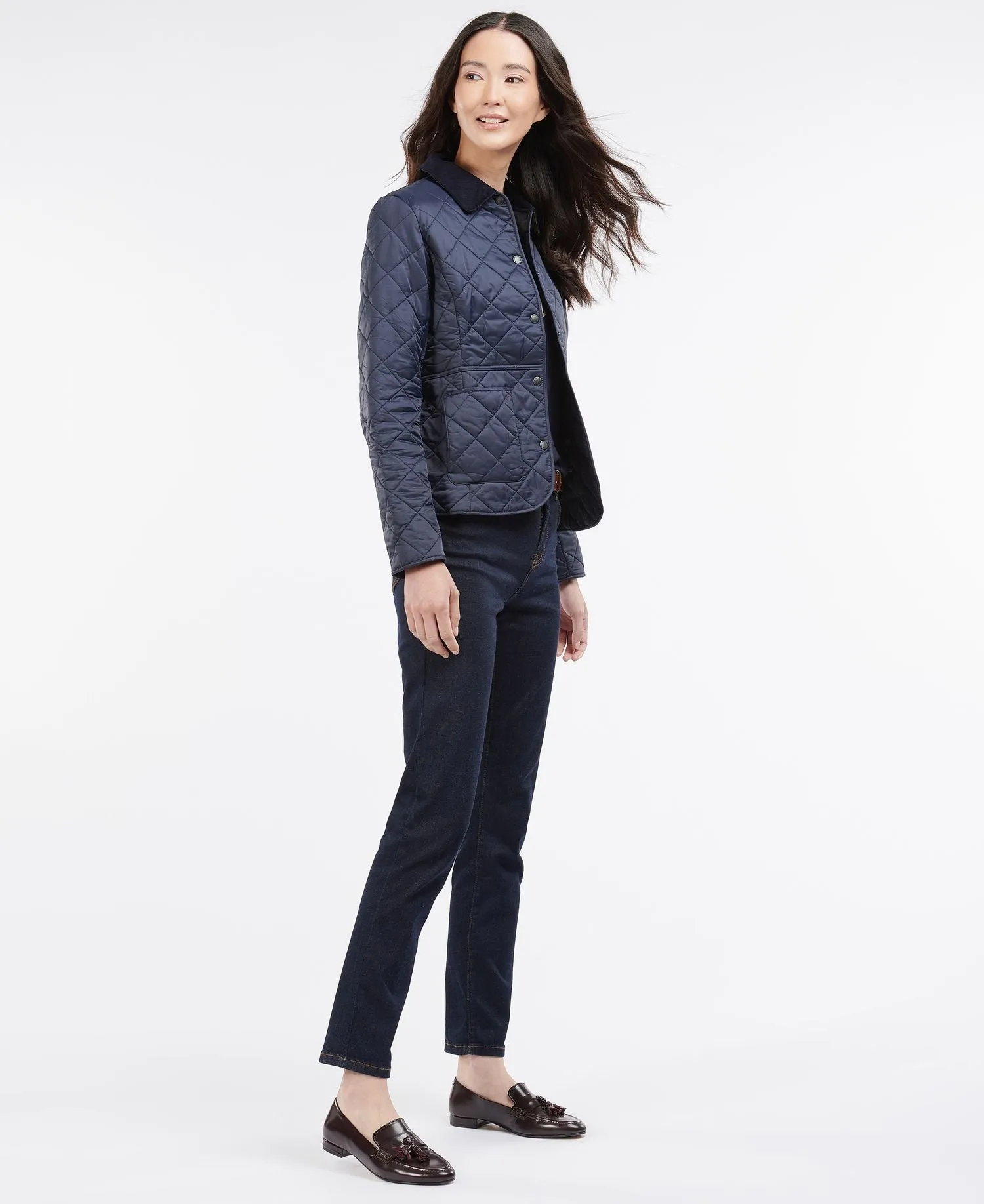 LADIES BARBOUR DEVERON POLARQUILT JACKET - NAVY