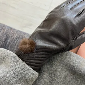 Ladies Leather Lined Gloves - Brown