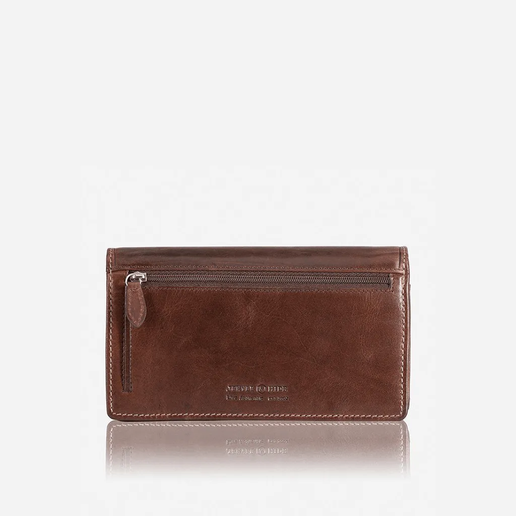 LARGE LEATHER PURSE, COFFEE