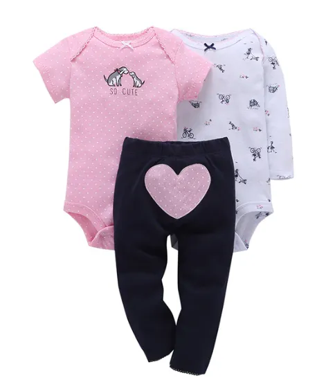 Latest baby boy girl clothes set fashion newborn infant clothing cartoon animal print long sleeve romper