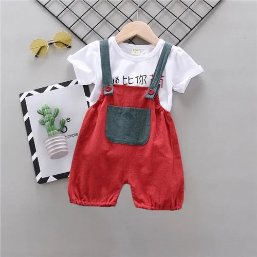 Lawadka Baby Boy Clothing Sets Infants Newborn Boy Clothes Shorts Sleeve Tops Overalls 2Pcs Outfits Summer Cartoon Clothing