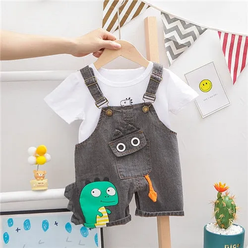 Lawadka Baby Boy Clothing Sets Infants Newborn Boy Clothes Shorts Sleeve Tops Overalls 2Pcs Outfits Summer Cartoon Clothing