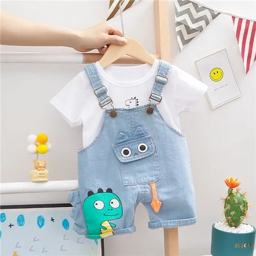 Lawadka Baby Boy Clothing Sets Infants Newborn Boy Clothes Shorts Sleeve Tops Overalls 2Pcs Outfits Summer Cartoon Clothing