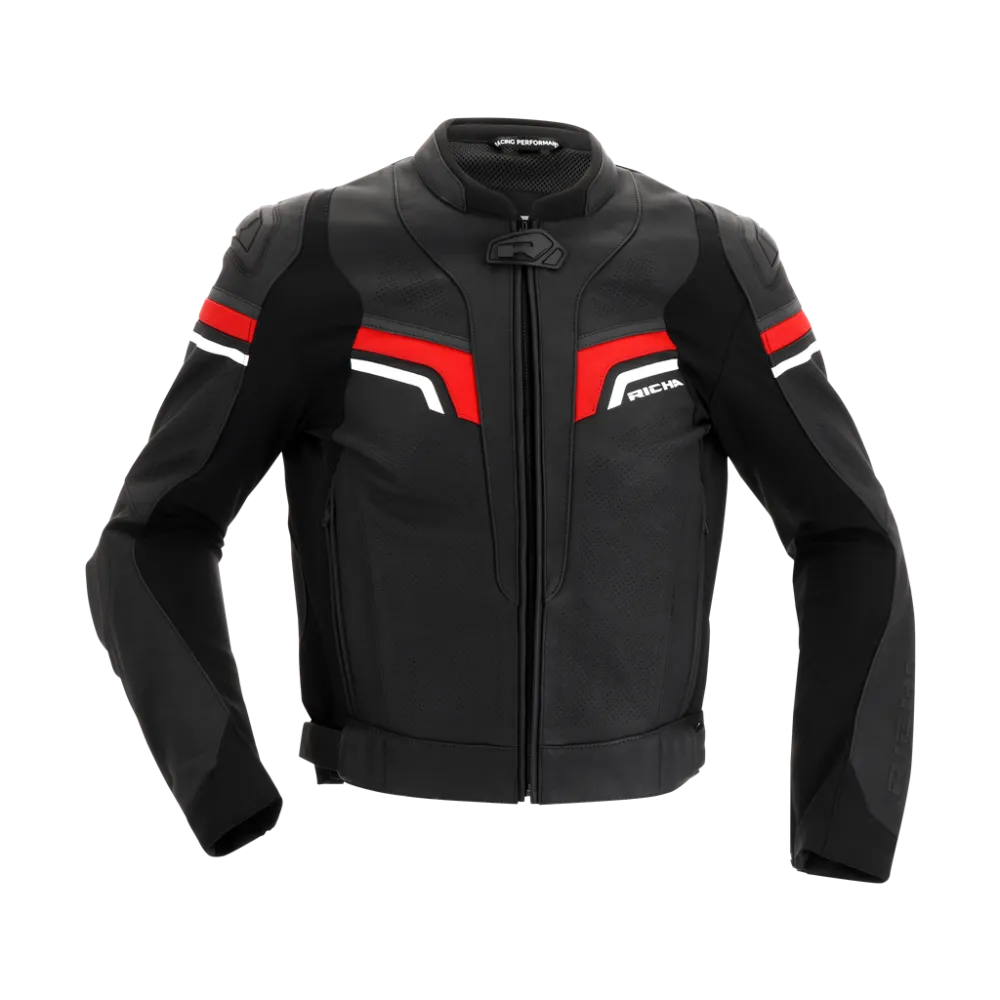 Leather Moto Jacket Richa Matrix 2, Black/Red/White
