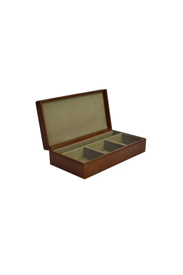 Leather Sectioned Jewel/Cufflink Box