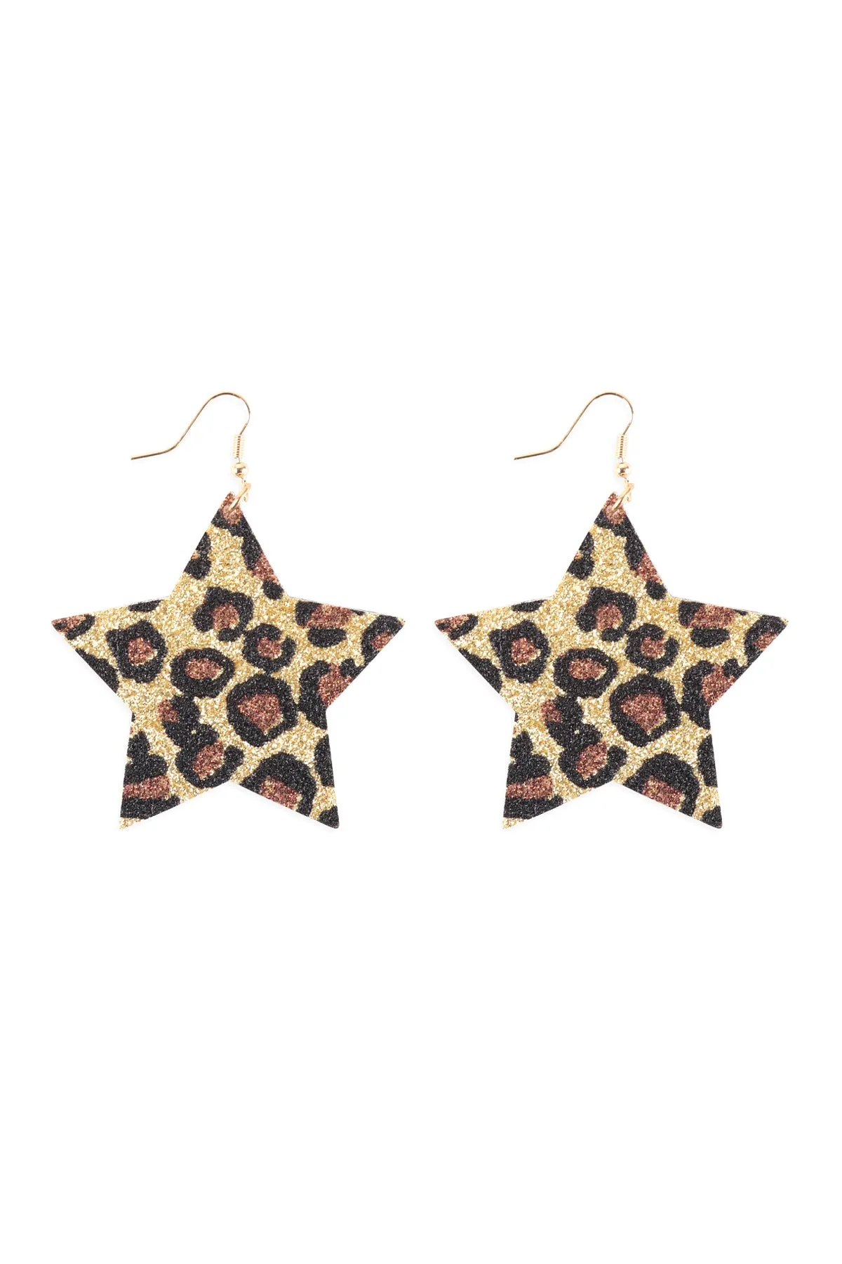 LEOPARD PRINT GENUINE LEATHER STAR EARRINGS