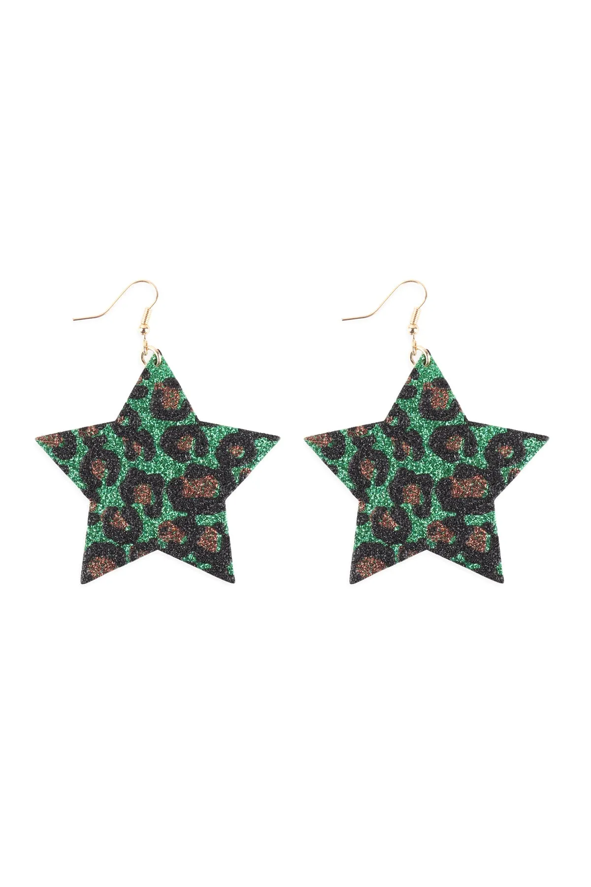 LEOPARD PRINT GENUINE LEATHER STAR EARRINGS