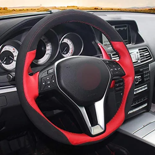 Loncky Genuine Steering Wheel Covers for Mercedes Benz CLS550 CLA250/Mercedes Benz E250 E350 E400 E550/Mercedes Benz GLA250 GLK250 GLK350 /C250 C300 C350/ B250e B-Class Electric Accessories