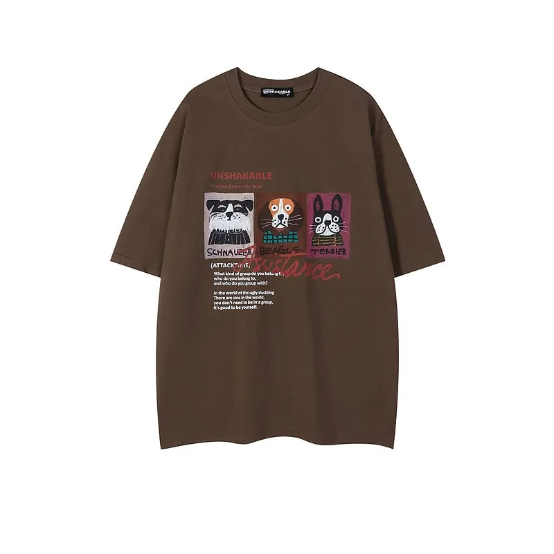 Loose Fit Cartoon Puppy T-Shirt