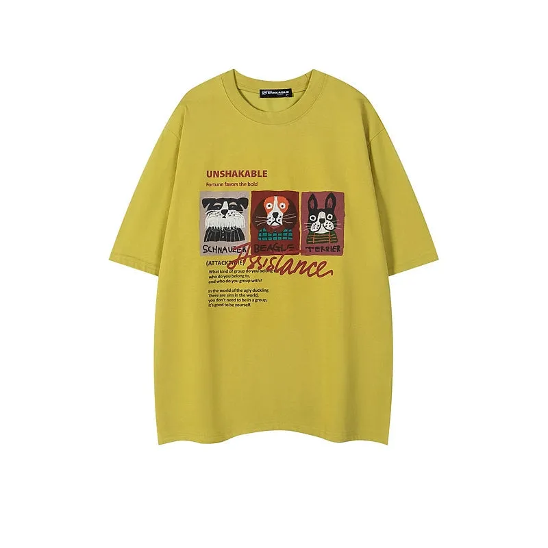 Loose Fit Cartoon Puppy T-Shirt