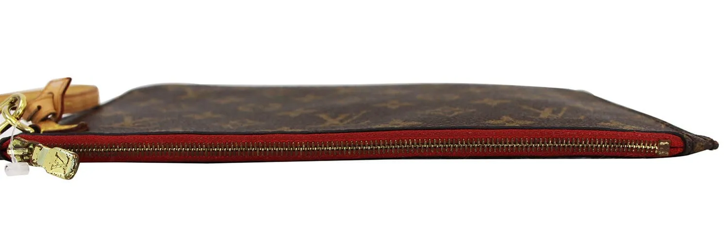 LOUIS VUITTON Monogram Neverfull MM Pochette Wristlet Red