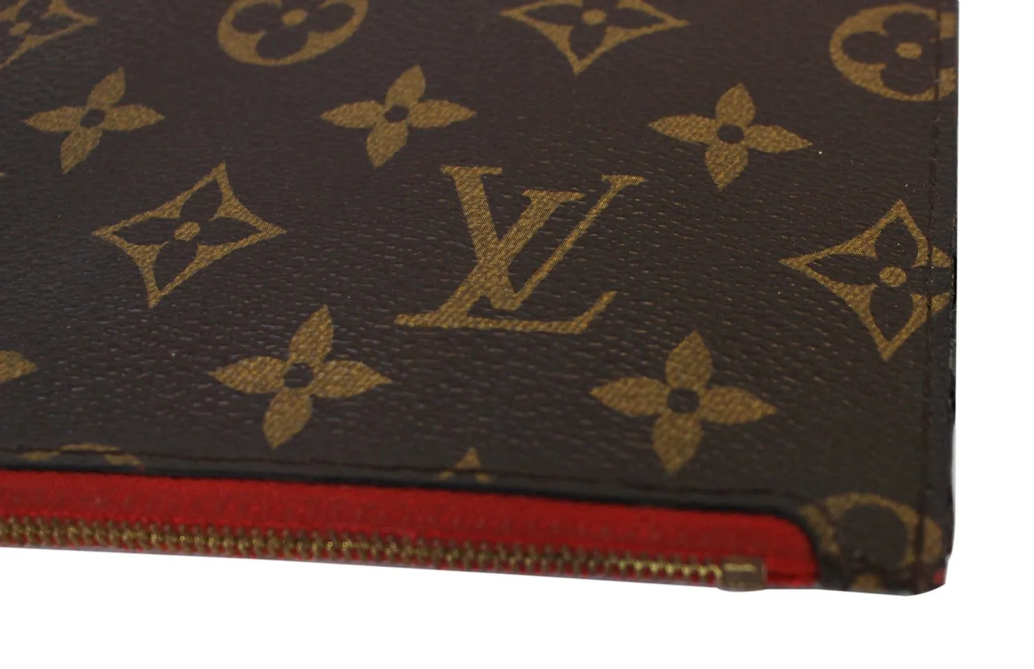 LOUIS VUITTON Monogram Neverfull MM Pochette Wristlet Red