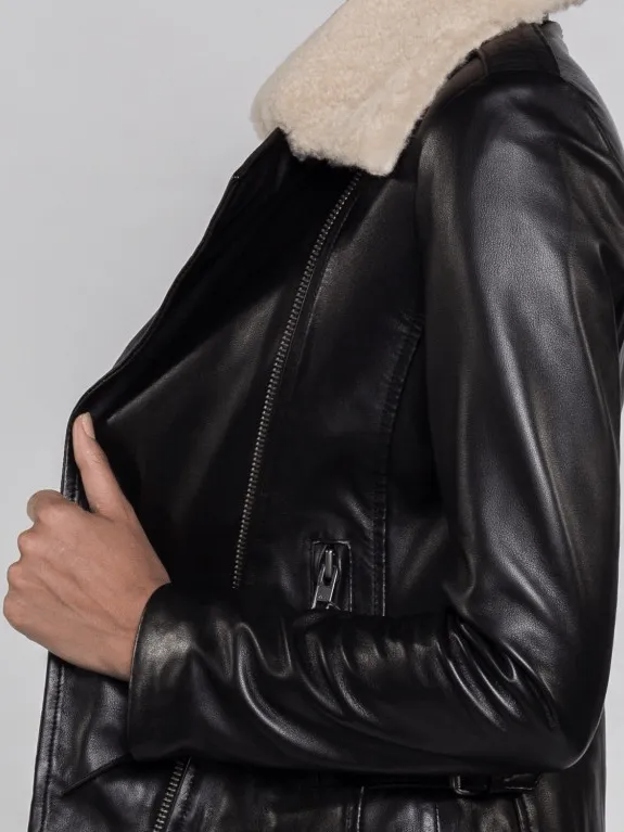 Lyla Fur Collared Leather Jacket