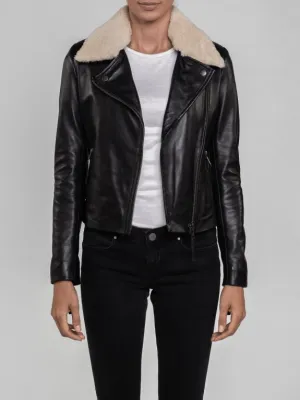 Lyla Fur Collared Leather Jacket