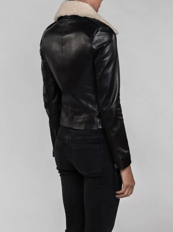 Lyla Fur Collared Leather Jacket