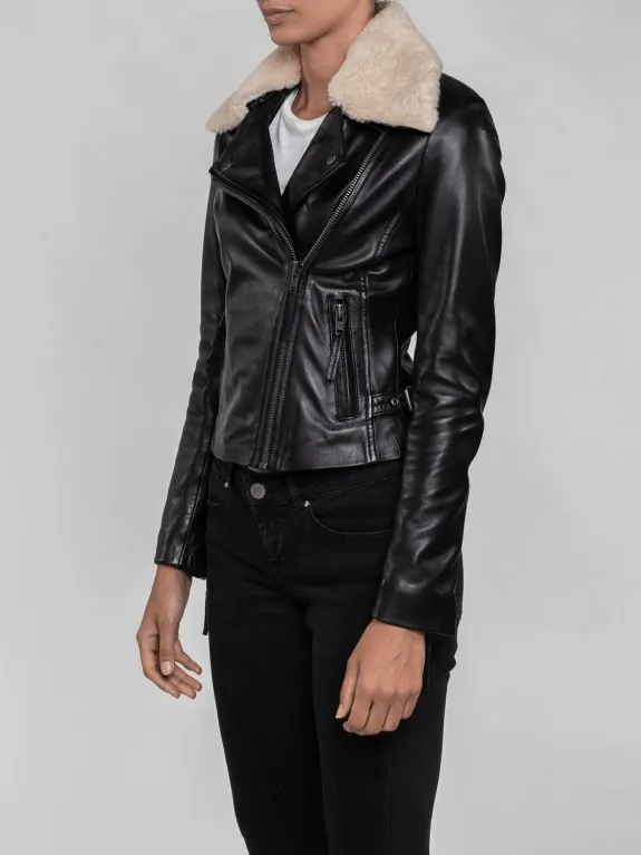 Lyla Fur Collared Leather Jacket