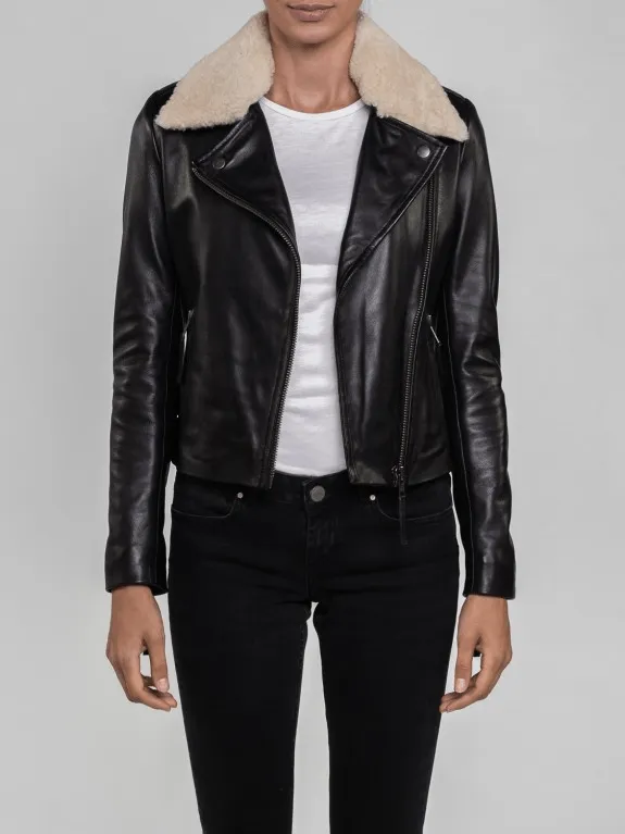 Lyla Fur Collared Leather Jacket
