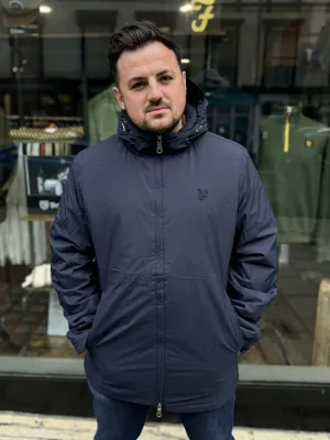 Lyle & Scott Tonal Padded Parka Shell Jacket In Navy