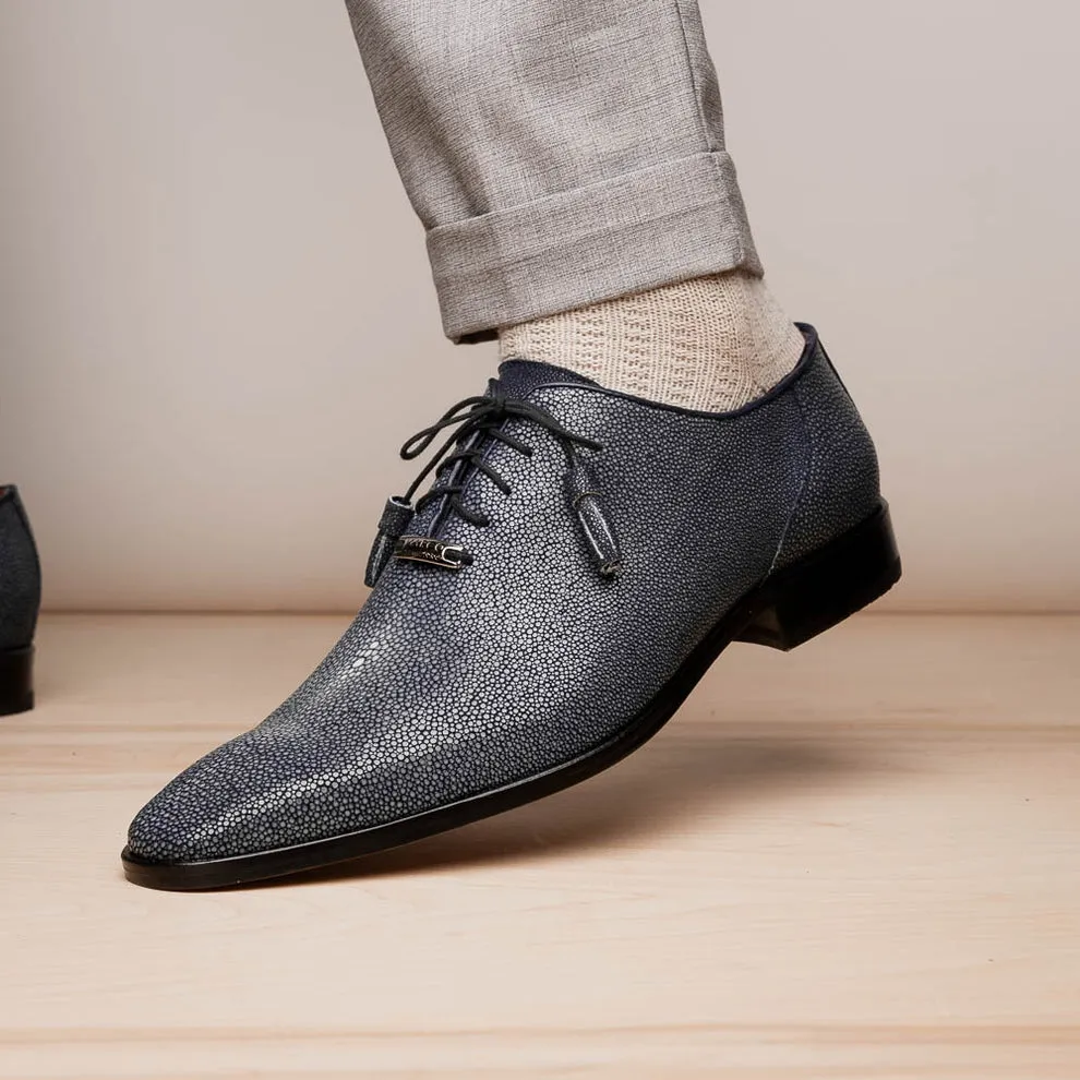 Marco Di Milano Criss Black Stingray Oxford Dress Shoes