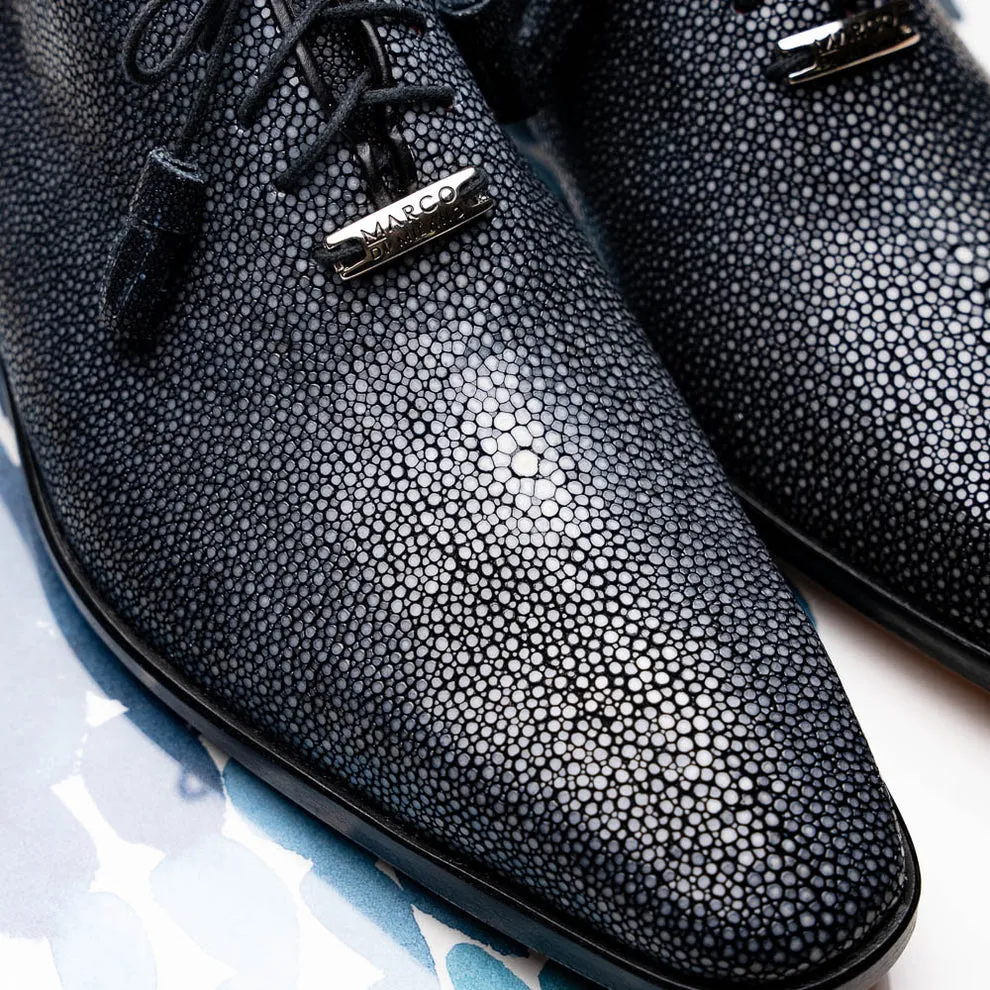Marco Di Milano Criss Black Stingray Oxford Dress Shoes