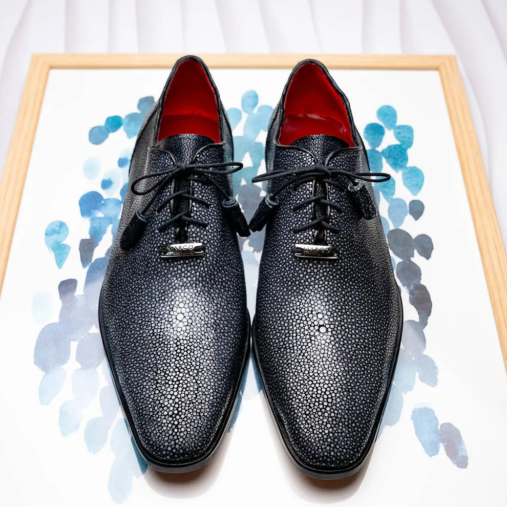 Marco Di Milano Criss Black Stingray Oxford Dress Shoes
