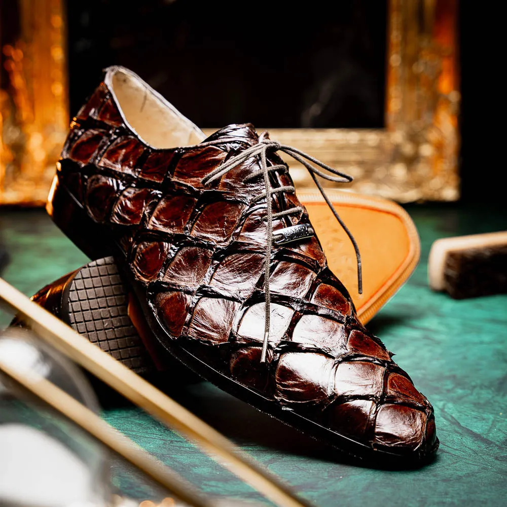 Marco Di Milano Olivieri in Brown Pirarucu Oxford Dress Shoes