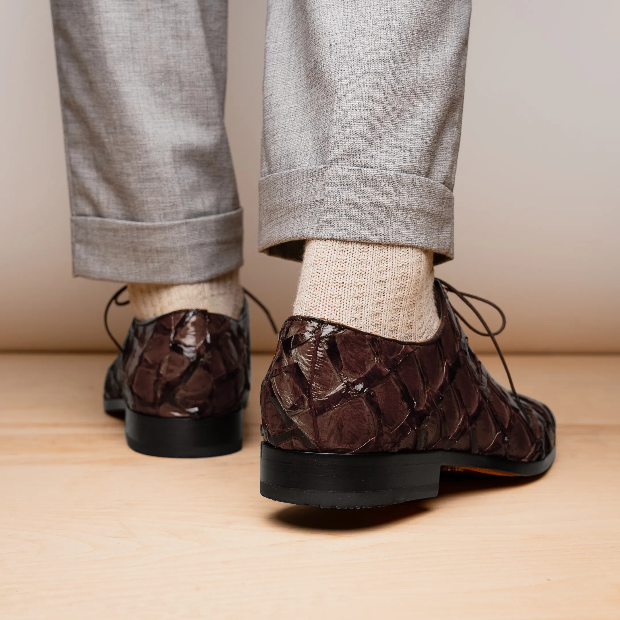 Marco Di Milano Olivieri in Brown Pirarucu Oxford Dress Shoes