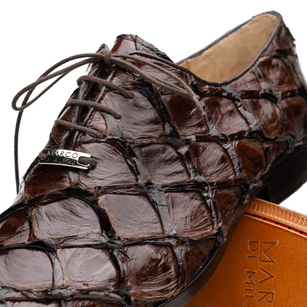 Marco Di Milano Olivieri in Brown Pirarucu Oxford Dress Shoes
