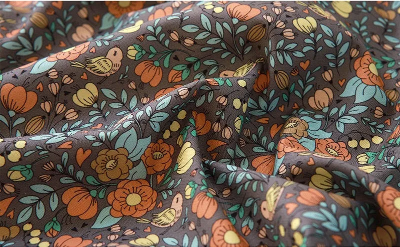 Marigold Flowers Cotton Fabric, Floral Fabric, Digital Printing, Antibacterial, Quality Korean Fabric - Fabric By the Yard /52570