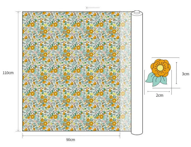 Marigold Flowers Cotton Fabric, Floral Fabric, Digital Printing, Antibacterial, Quality Korean Fabric - Fabric By the Yard /52570