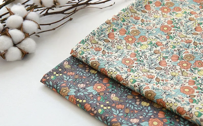 Marigold Flowers Cotton Fabric, Floral Fabric, Digital Printing, Antibacterial, Quality Korean Fabric - Fabric By the Yard /52570