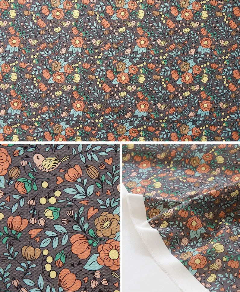 Marigold Flowers Cotton Fabric, Floral Fabric, Digital Printing, Antibacterial, Quality Korean Fabric - Fabric By the Yard /52570