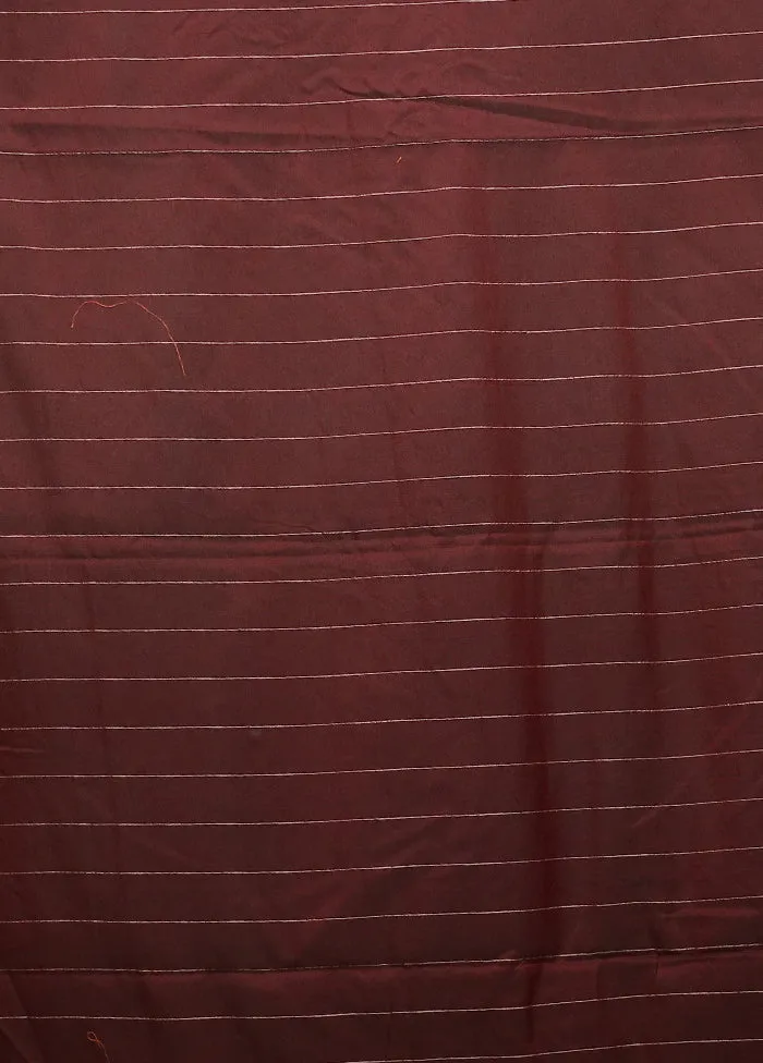 Maroon Cotton Saree With Blouse Piece