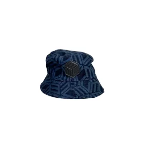 MCM Indigo Cubic Monogram Denim Jacquard Bucket Hat