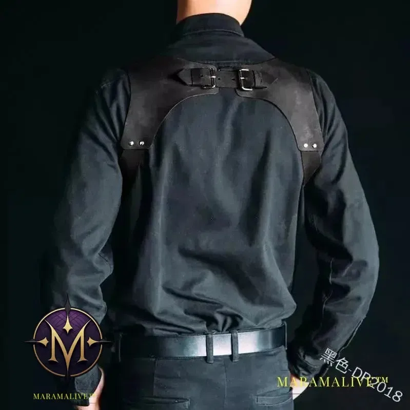 Medieval Renaissance Vintage PU Leather Suspender Men Adjustable Body Chest Harness Shoulder Belt Strap Larp Cosplay Accessory