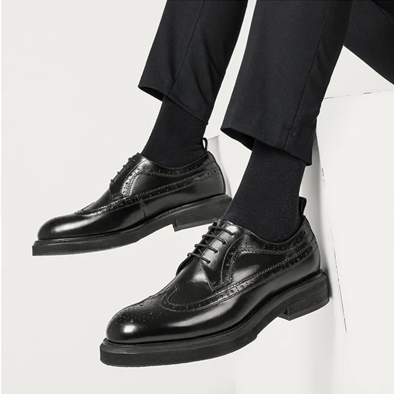 Men Genuine Cow Leather Wedding Shoes