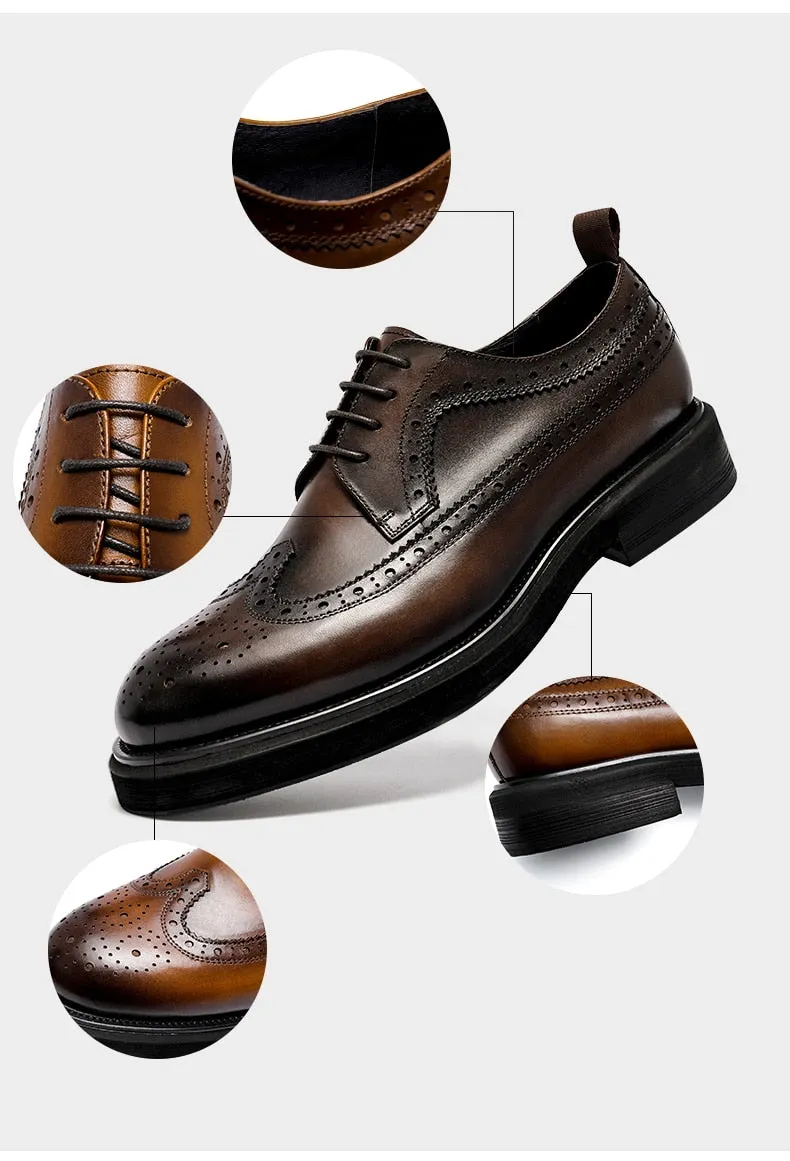Men Genuine Cow Leather Wedding Shoes