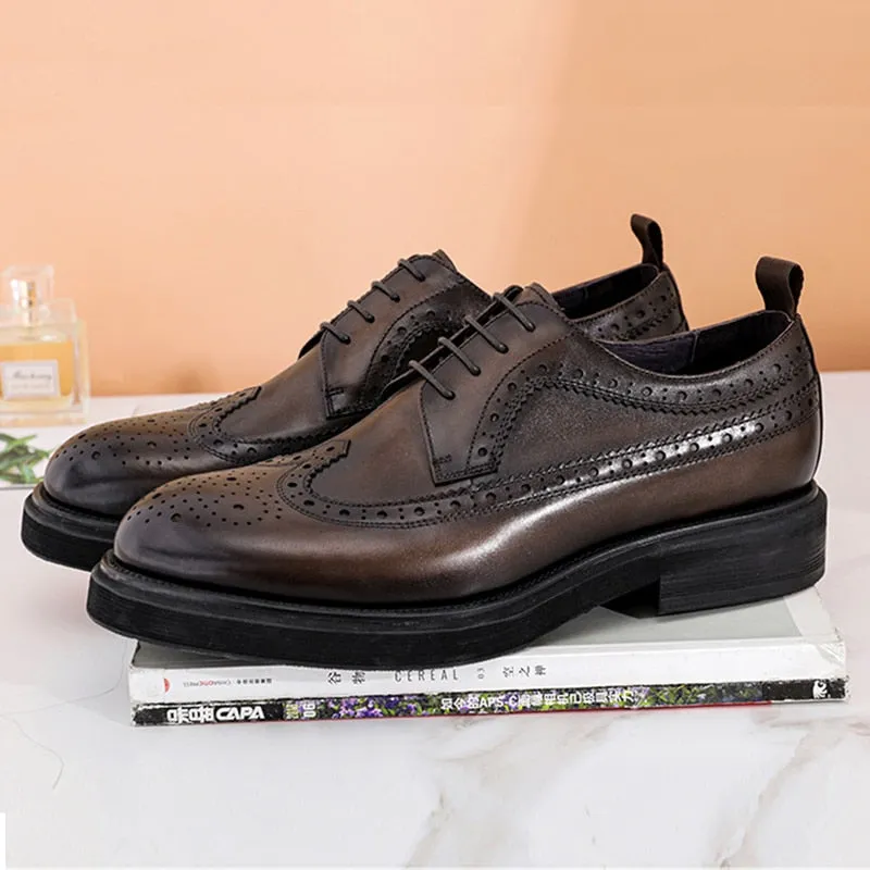 Men Genuine Cow Leather Wedding Shoes